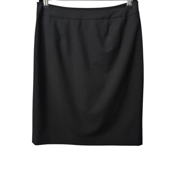 Calvin Klein High Rise Luxe Stretch Knee Length Black Lined Pencil Skirt - Picture 2 of 6